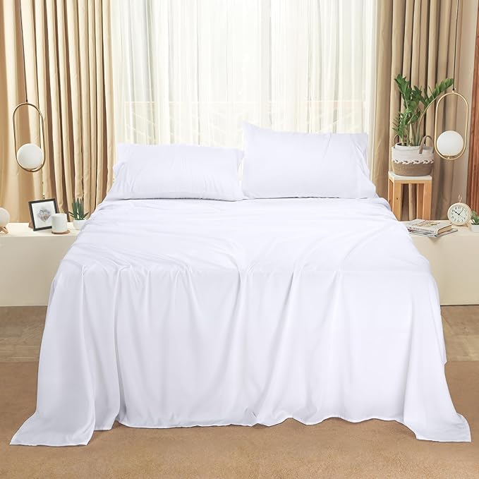 Utopia Bedding Queen Bed Sheets Set - Pack of 2 Sheet Sets - Perfect for Spa, Hotel, & Guest Bedroom - Brushed Microfiber - Shrinkage and Fade Resistant - Easy Care (White)