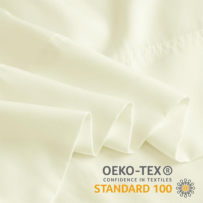 BEDELITE Standard Pillow Cases Set of 2, Rayon Derived from Bamboo, Cooling Pillow Cases for Hot Sleepers & Night Sweats, Breathable Silky Soft Envelope Pillowcases(Cream, 20"x26")