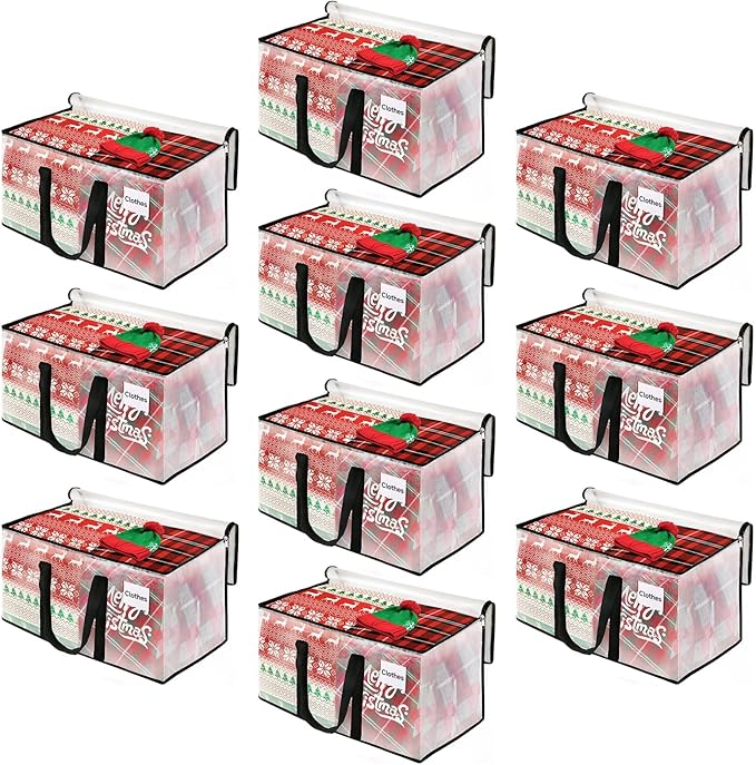 BlissTotes Moving Bags, 125L 10-Pack Storage Bags, Moving Box Heavy Duty Extra Large, Moving Totes with Zipper, Large Packing Bag with Reinforced Handles, Boxes for Packaging Moving