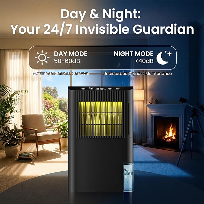 Dehumidifier, Dehumidifier for Basement with Drain Hose/Humidity Display/85 OZ Water Tank/Auto Shut Off/Washable Filter/7-Color Lights, Home Dehumidifier for Bathroom, Bedroom, Closet, RV