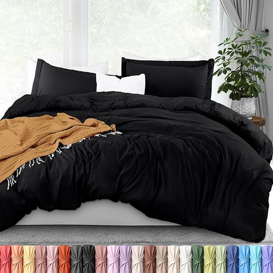 Utopia Bedding Duvet Cover California King Size - 3 Piece with Zipper Closure - 1 Comforter Cover 104X98 Inches & 2 Pillow Shams 20X36 Inches (Black) Comforter Not Included