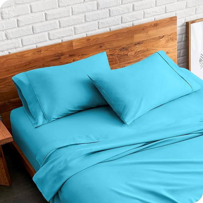 Bare Home Microfiber Pillow Cases - Standard/Queen Size Set of 2 - Cooling Pillowcases - Double Brushed - Aqua Pillowcases 2 Pack - Easy Care (Standard Pillowcase Set of 2, Aqua)