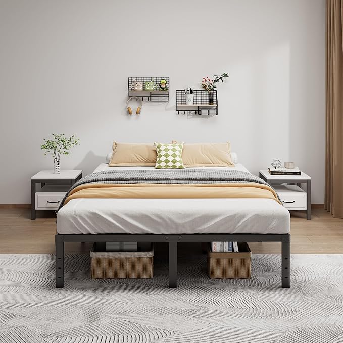 LUMUNANCE Metal Bed Frame King Size - 14 Inch Heavy-Duty King Platform Bed Frame No Box Spring Needed, Easy Assembly, Noise-Free, Sturdy Mattress Foundation, Underbed Storage Space