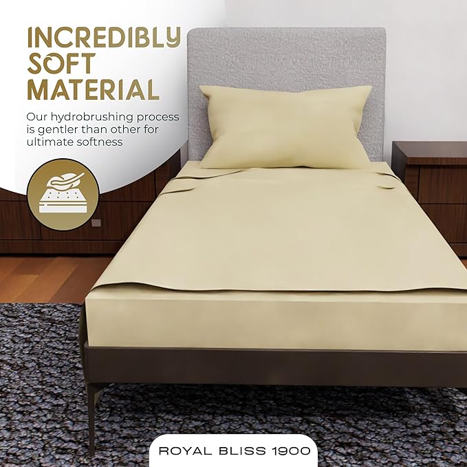 Twin Size Sheet Set - 3Pcs, Deep Pockets, Cooling, Soft & Lightweight, All-Season Comfort - Tan