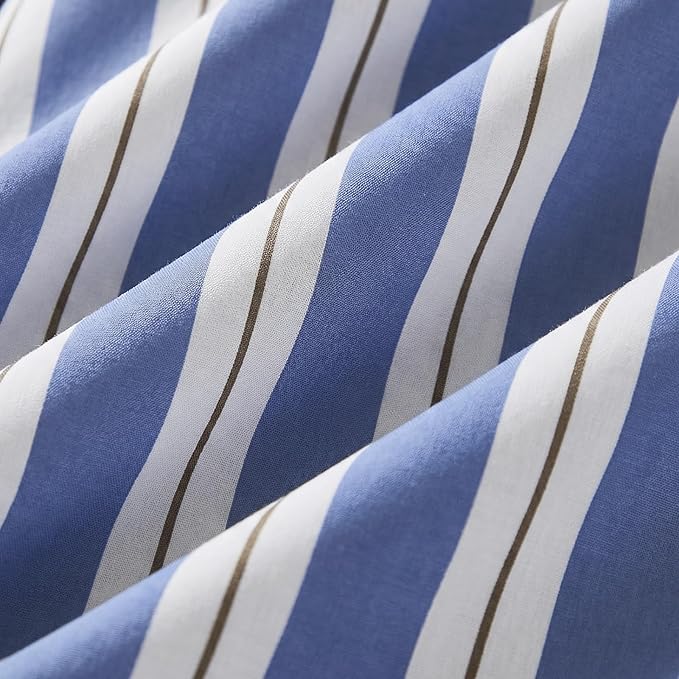 Merryword Blue and White Striped Pillowcase, Body Pillow Cover 20x54inches, 100% Cotton Pillow Case, Luxury Linen Like Pillowcase, Soft Breathable Wide Stripes Long Pillowcase, 1-Piece