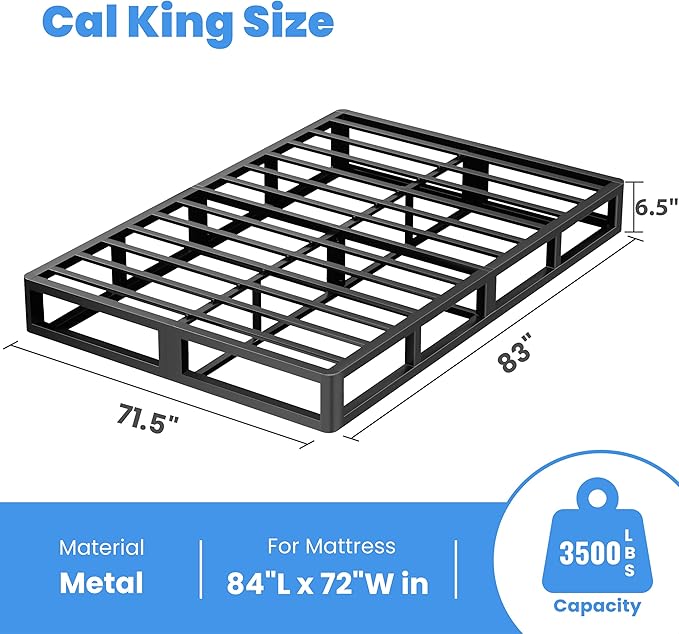 ROIL 7 Inch California King Box Spring, Heavy Duty Metal Bed Base Mattress Foundation with Fabric Cover, 3500lbs Max Weight Capacity, Easy Assembly, Noise Free, Non-Slip