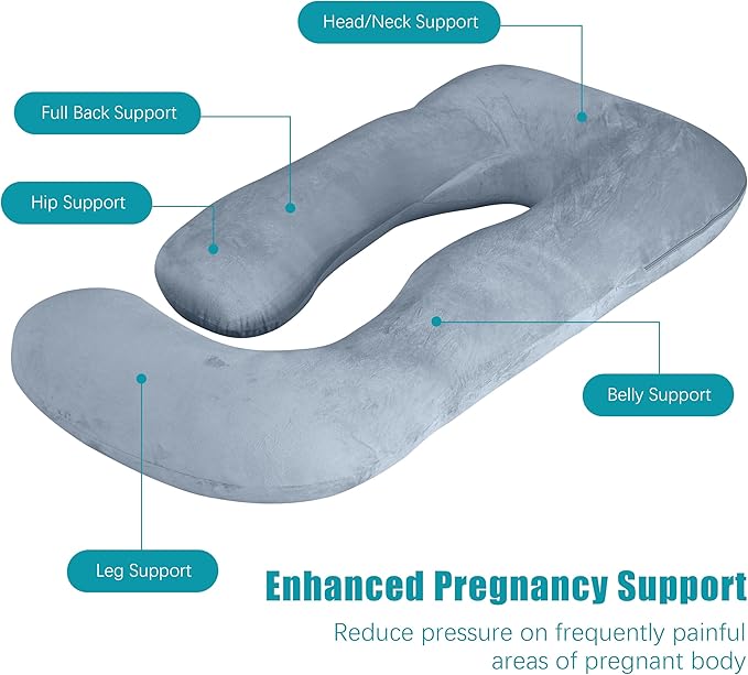 Cute Castle Pregnancy Pillows, Soft U-Shape Maternity Pillow with Removable Cover - Full Body Pillows for Adults Sleeping - Pregnancy Must Haves - Jumbo 57 Inch - Grey (Pack of 2)