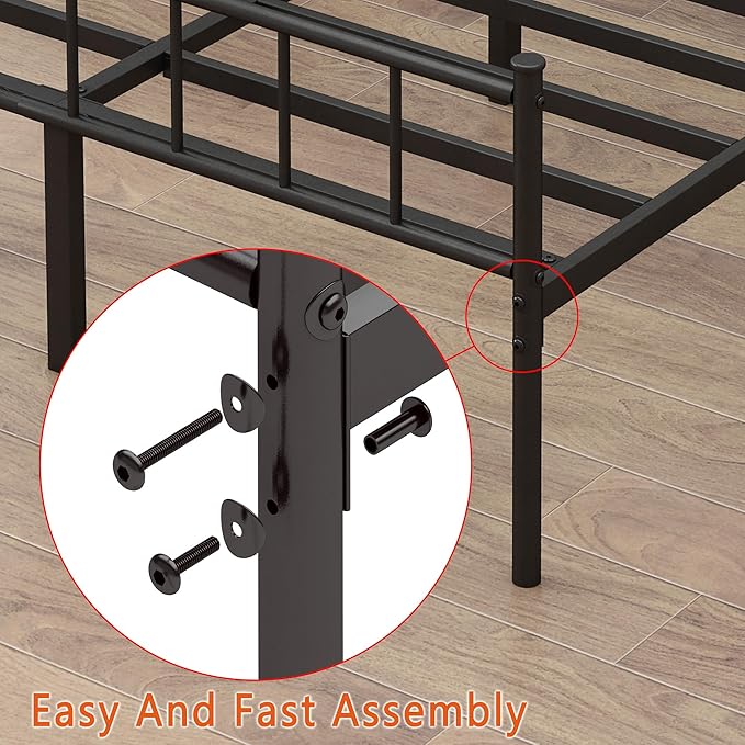 DIIYIV Full Bed Frame-Classic Metal Platform Bed Frame,Mattress Foundation with Steel Slat Support,Under Foundation Storage,No Box Spring Needed, Easy Assembly, Full Size