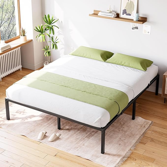 GarveeHome Full Size Bed Frame, 16 Inch Metal Platform Bed Frames with Heavy Duty Steel Slat Support, No Box Spring Needed, Noise Free,Anti-Sliding Slat,Easy Assembly, Under Bed Storage