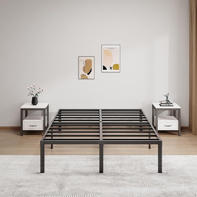 LUMUNANCE Metal Bed Frame California King Size - 16 Inch Heavy-Duty Cal King Platform Bed Frame No Box Spring Needed, Easy Assembly, Noise-Free, Sturdy Mattress Foundation, Underbed Storage Space