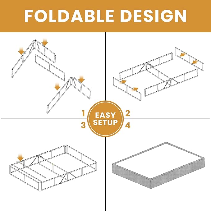 MAF Twin XL Box Spring and Cover Set, 10 Inch High Profile Metal BoxSpring 3500 lbs Black Heavy Duty Metal Mattress Foundation with Easy Clean Fabric Cover, Easy Assembly