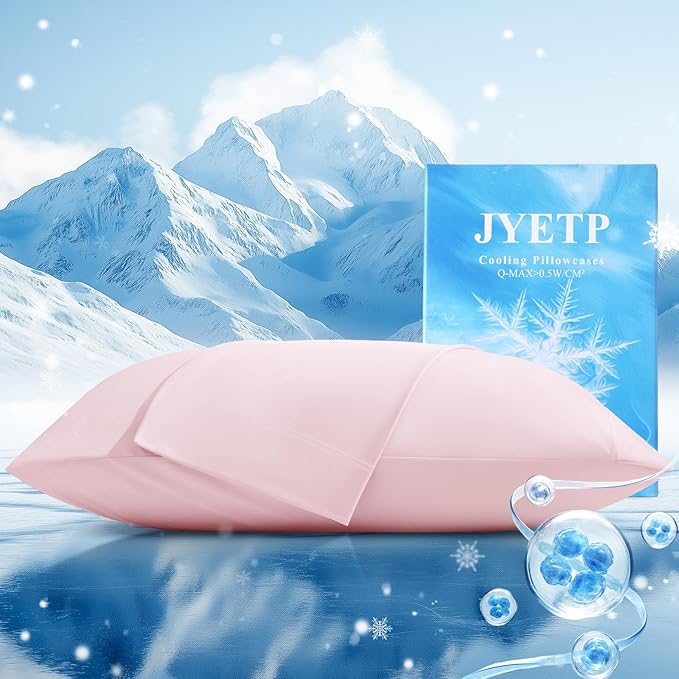 Cooling Pillow Cases 2 Pack Queen Size Cooling Pillowcases for Hot Sleeper Q-Max>0.5, Hydrates Skin & Hair, Reduces Wrinkles & Frizz, Soft Smooth Silky Pillowcases Envelope Set of 2, Pink