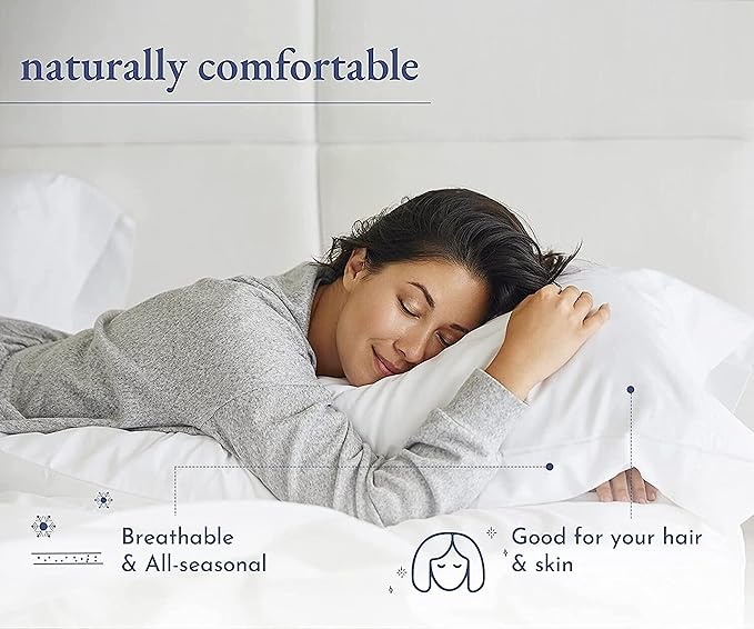 Standard Size Pillow Protector Zipper 2 Pack Egyptian Cotton Sateen Stripe White Pillow Covers Oeko-TEX Certified