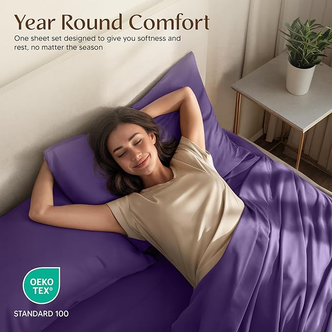 Utopia Bedding Twin Sheet Set – 3 Piece Bed Sheets for Twin Size Bed, Soft and Breathable Microfiber, Includes 1 Fitted Sheet, 1 Flat Sheet and 1 Pillowcase – Oeko Tex (Egg Plant)