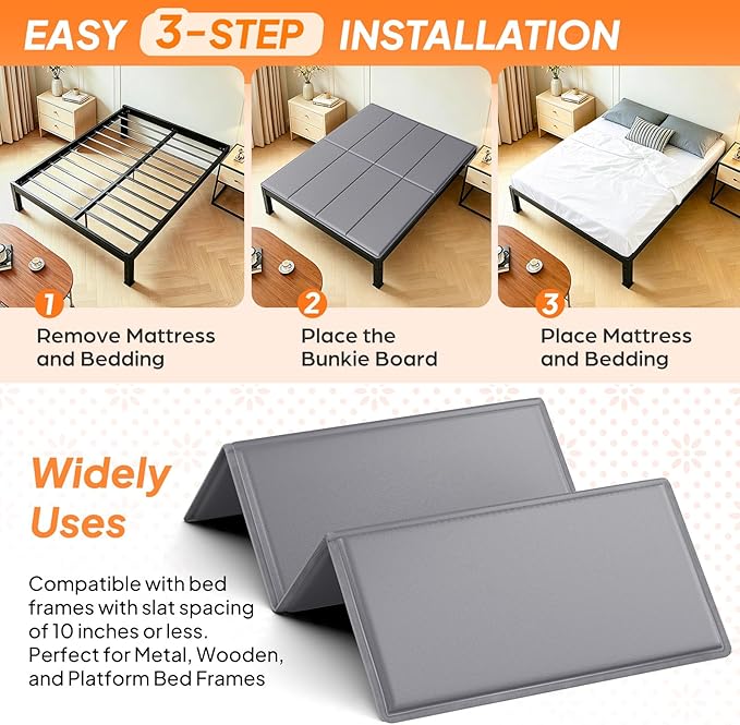 LAVEVE Heavy Duty 10mm Bunkie Board Twin XL Size 38'' x 79'', Breathable Bed Support Board to Prevent Sagging Mattress, with Anti-Slip Dots, Fits Metal Bed Frames and Slatted Frames, 2 Pack