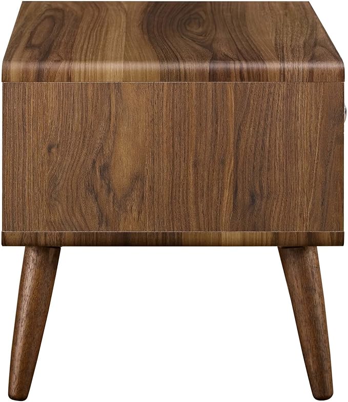 Modway Transmit Mid-Century Modern Nightstand or Side Accent Table in Walnut