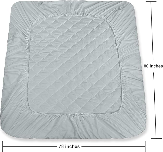 Utopia Bedding Quilted Fitted Mattress Pad, King Size, Elastic Fitted Mattress Topper Protector and Cover with Deep Pocket Stretches up to 16 Inches, Machine Washable (Light Grey)