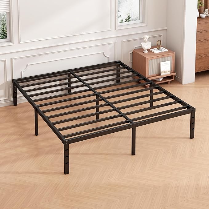 Hafenpo 12 Inch Full Bed Frame - Sturdy Metal Platform Full Size, No Box Spring Needed, Heavy Duty, Easy Assembly, Strong Bearing Capacity, Under Bed Storage, Black