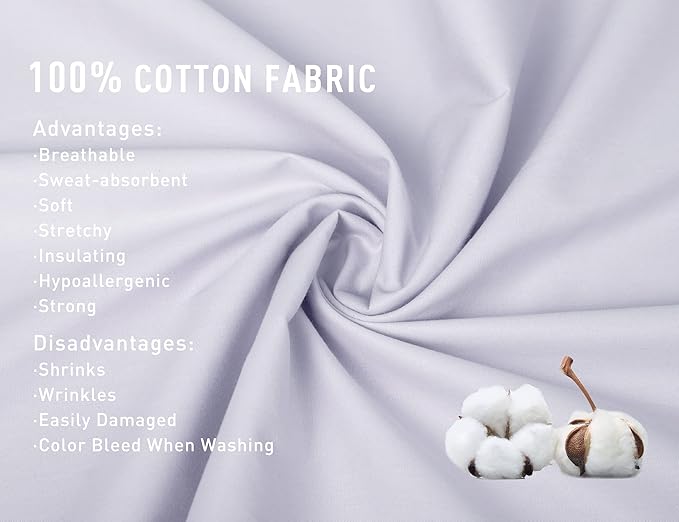 Sunflower Body Pillowcase 100% Cotton Long Pillow Cover/Case Envelope Closure 1 Pack, 20×54 inches Light Purple, Soft and Breathable