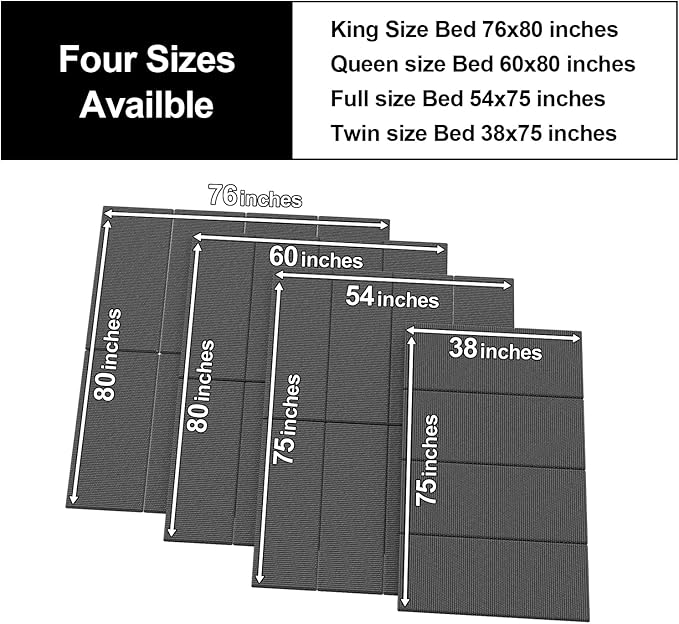 Imperius 10MM, King Size 76x80''Folding Spring Box, Bed Support Flat slats, ﻿ ﻿Light and Thin, Breathable