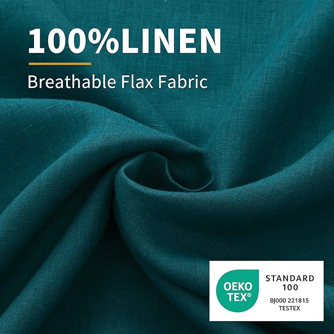 CHUFFED Linen Pillowcases 2 Pack 100% Linen Standard Pillow Cases, Breathable and Cooling Washed Pillowshams with Zipper Closure, 20x36 Inches,Dark Blue