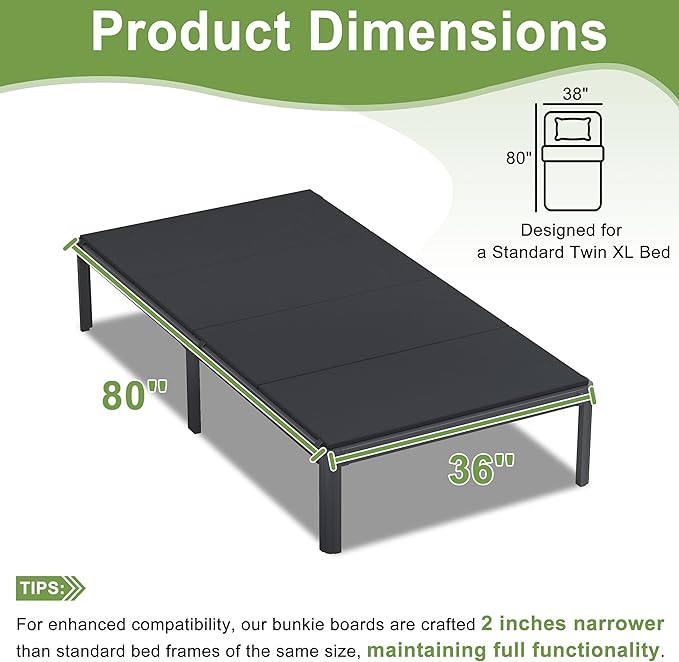 Yicensen Twin XL Bunkie Board, High Density Bunkie Board Twin XL, Bed Support, Moisture-Resistant, Anti-Slip, Breathable