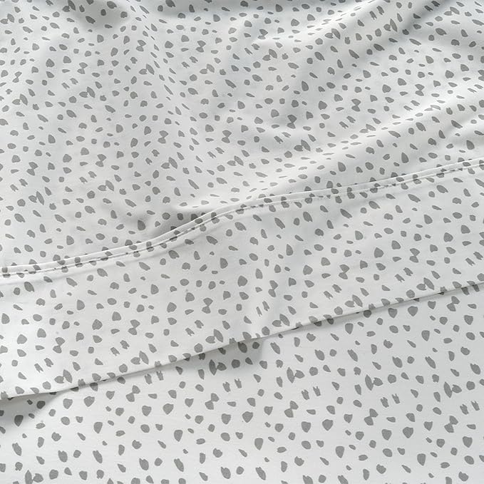 LANE LINEN Twin XL Sheets Set - 450 Thread Count Premium Sateen Weave for Smooth & Gentle Feel On Skin - Extra Soft & Breathable 100% Cotton Sheets Set - Fits Mattresses Upto 15'' Deep - Misty Dot