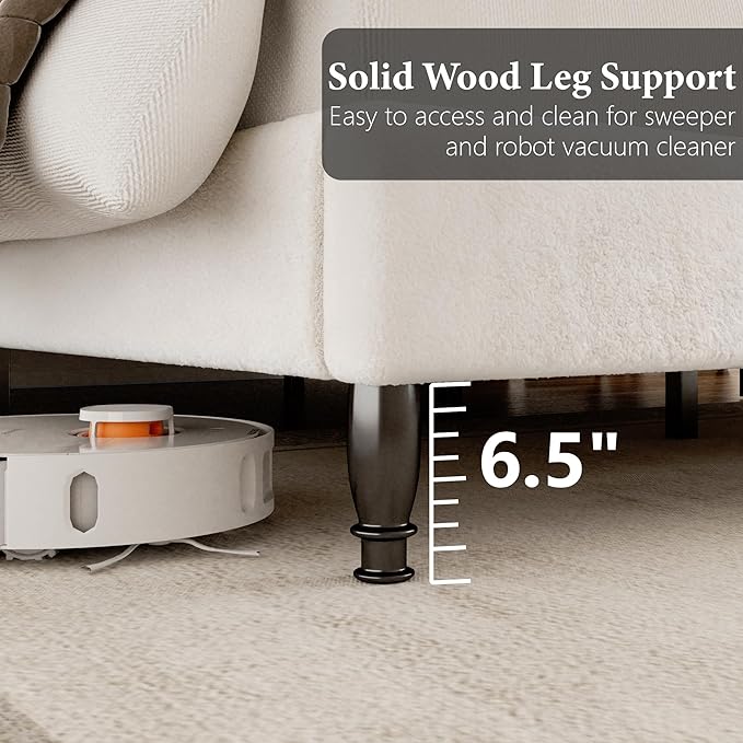 Queen Bed Frame with Wingback Headboard, Upholstered Boucle Platform Bed Frame Easy Assemnly, Solid Wooden Slats Support, Noise-Free, No Box Spring Needed, Soft Cloud Bed for Bedroom, Cream