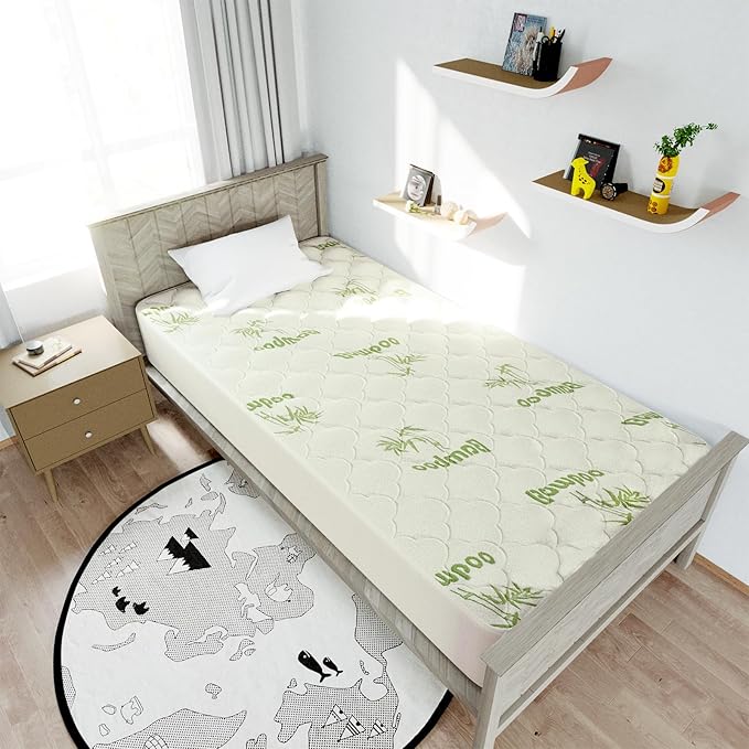 Twin XL Mattress Pad, Quilted Thick Viscose XL Mattress Topper, Noiseless Plush Pillow Top Mattress Pad Twin XL Fits 15-23 Inches Extra Deep Mattresses