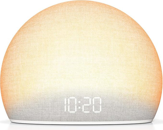 HOUSBAY Sunrise Alarm Clock with White Noise Sound Machine – Wake-Up Light for Bedroom, 5 Gentle Alarm Sounds, 20 Soothing Sleep Sounds, Dimmable Display, Phone-Free Bedside Clock