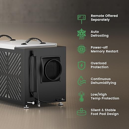 Waykar 216 Pint Crawl Space Dehumidifier with Pump & Drain Hose for Basements, Commercial & Water Damage Spaces up to 8000 Sq. Ft., Compact, Strong Dehumidification, 5-Year Quality Coverage