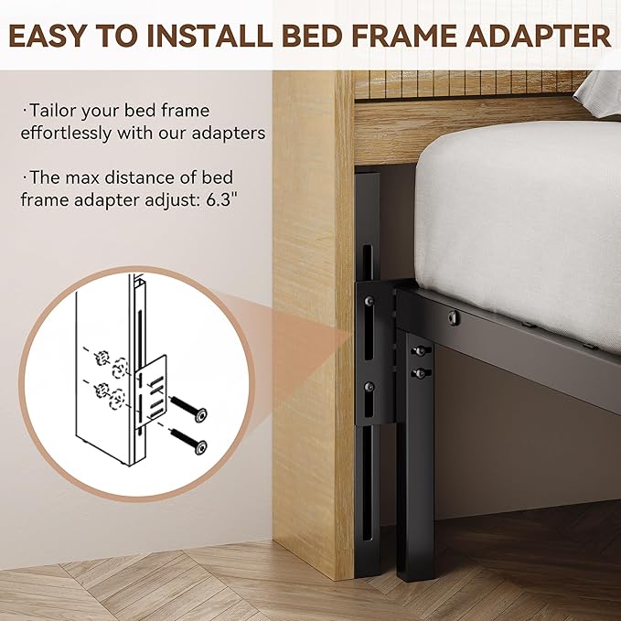 Headboard Queen Size, 63" Wide Wooden Queen Headboard Only, Modern Farmhouse Head Board with Outlets & USB Ports, Wall Mounted Headboards with Color-Changing LED Lighting, Natural