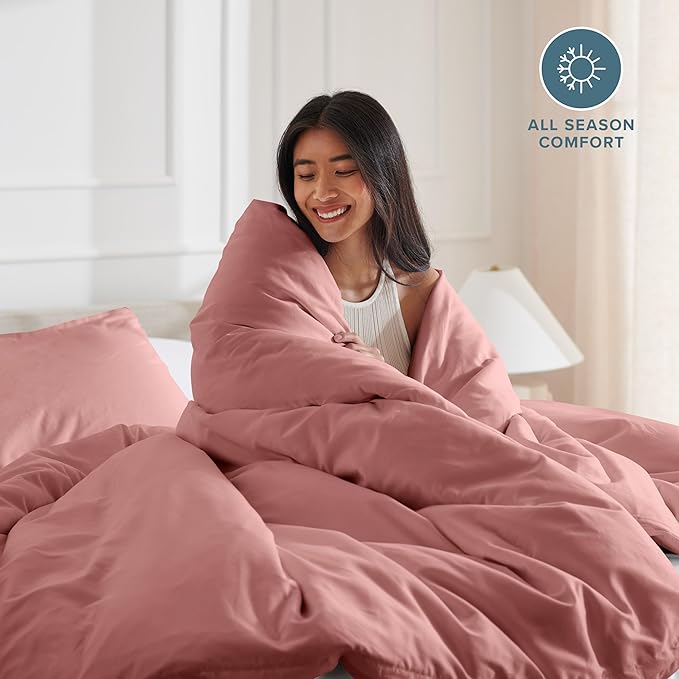 Bare Home Bedding Duvet Cover California King Size - Premium 1800 Super Soft Collection - Lightweight, Cooling - Soft Breathable Bedding Duvet Cover (Cal King, Dusty Rose)
