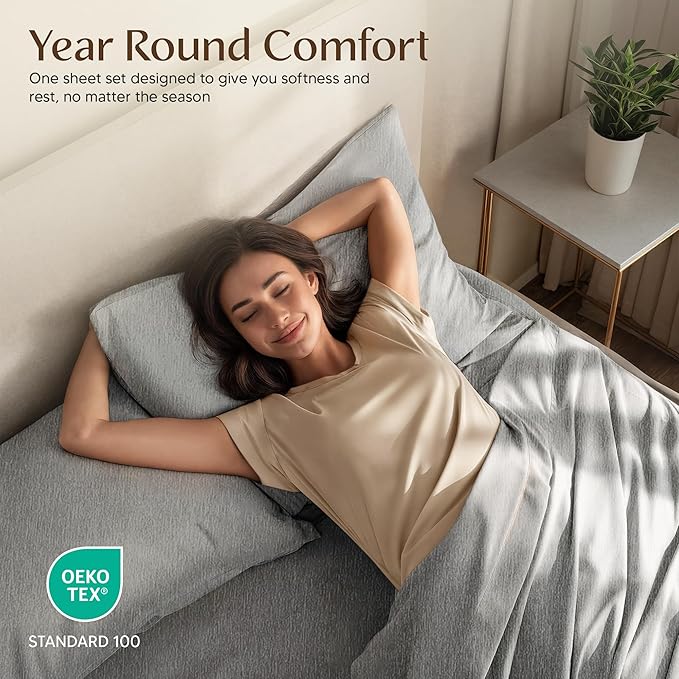 Utopia Bedding King Size Sheet Set – 4 Piece Bed Sheets, Soft and Breathable Microfiber, Includes 1 Fitted Sheet, 1 Flat Sheet and 2 Pillowcases – Oeko Tex (Heather Grey)
