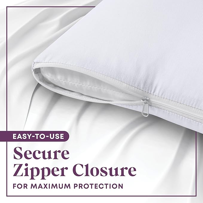 CirclesHome Pillow Protectors 2 Pack Standard Zippered - 100% Cotton Breathable Pillowcases - Protects Pillows from Dirt, Dust and Debri (Standard - Set of 2 - 20x26)