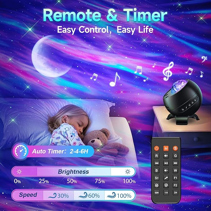 Staryou Birthday Gifts for Teen Girls & Boys - Northern Galaxy Light Projector with 15 White Noise Bluetooth Speaker, Trendy Stuff Aurora Night Light Bedroom Decor