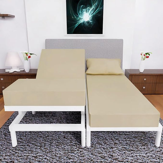 Split King Sheets Set with 2 Twin XL Fitted Sheet - 5 Piece Bedding - Wrinkle Free, Fade Resistant, Double Brushed Microfiber - Deep Pockets/Easy Fit (Tan)