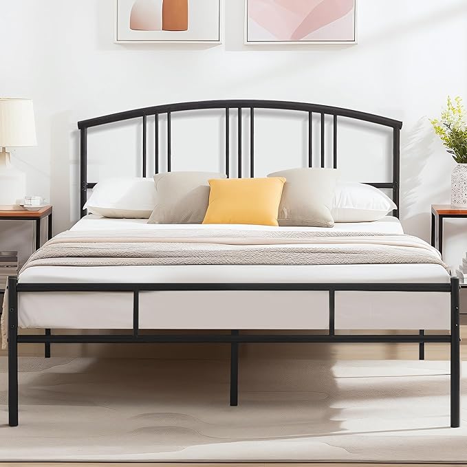 VECELO 14 inch Queen Bed Frame Metal Platform Mattress Foundation with headboard Footboard Steel Slat Support/No Box Spring Needed/Easy Assembly