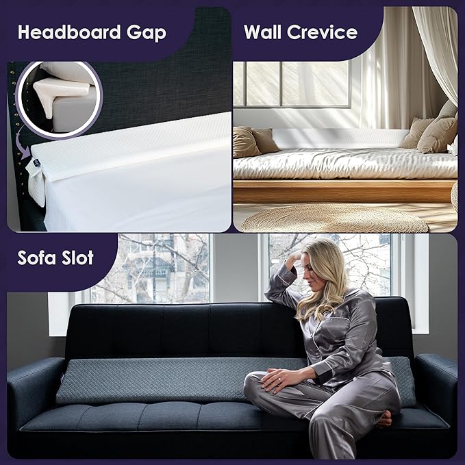 XetraDesign Bed Wedge Pillow for Headboard Gap Up to 7", Triangle Gap Filler for Bed, Mattress Wedge Gap Filler, Headboard Space Filler, Corner Pillow, White King 76"