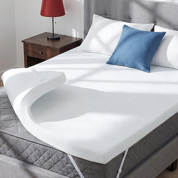 GRUSIGN 3 Inch King Memory Foam Mattress Topper with Adjustable Straps, Premium Soft & Supportive Topper, Breathable Gel Foam Bed Topper, Non-Slip Design, Removable & Washable Cover, 76" x 80", King