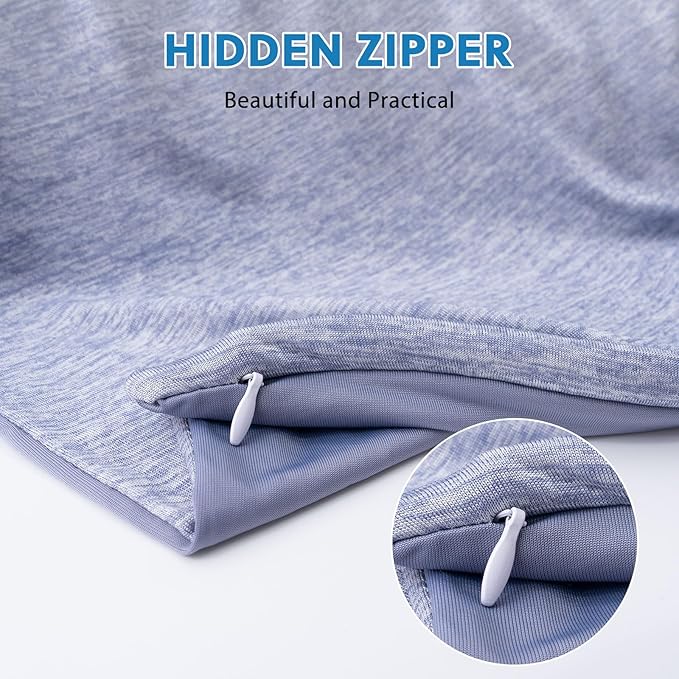 HOMFINE Cooling Pillowcase Body Size - Double Side Q-Max 0.439 Cooling Fiber for Pillow Protector, Breathable Long Cold Pillow Cover for Hot Sleeper Night Sweat, Hidden Zipper, 1 Pack (20"x54", Blue)