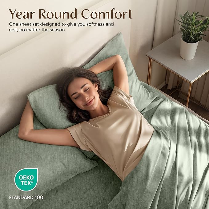 Utopia Bedding California King Size Sheet Set – 4 Piece Bed Sheets, Soft and Breathable Microfiber, Includes 1 Fitted Sheet, 1 Flat Sheet and 2 Pillowcases – Oeko Tex (Heather Sage)