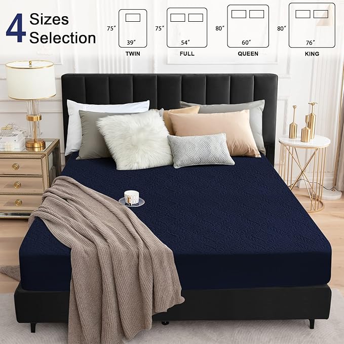 Sufdari Full Waterproof Mattress Protector, Waterproof Mattress Cover,Breathable & Noiseless Mattress Pad, Waterproof Quilted Fitted Sheet Fits Up to 8-18" Deep Pocket