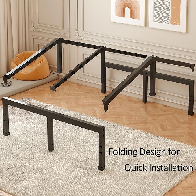 FUIOBYVV Queen Bed Frames, 16 Inch Heavy Duty Metal Platform Bed Frame Queen Size Support Up to 3500 lbs, No Box Spring Needed, Headboard Compatible,Steel Slat Support, Noise Free, Easy Assembly