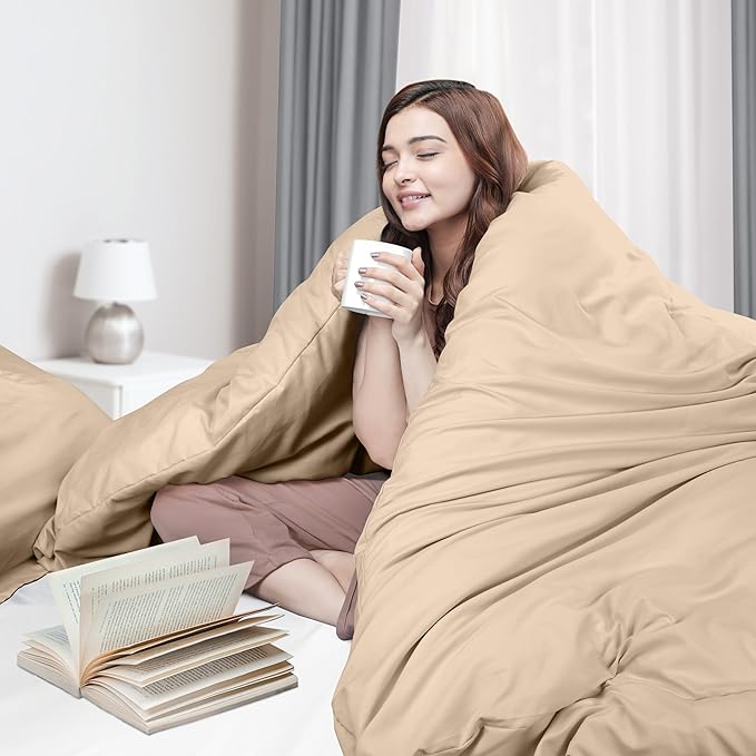 Utopia Bedding Duvet Cover Queen Size - 3 Piece with Zipper Closure - 1 Comforter Cover 90X90 Inches & 2 Pillow Shams 20X26 Inches (Beige) Comforter Not Included