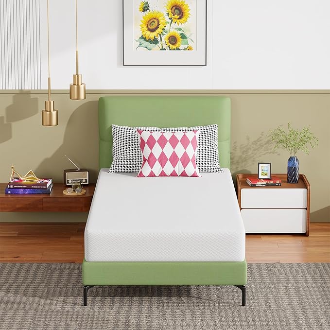 FDW 8 Inch Twin Mattress, Base Foam, Medium Firm Support, Breathable & Comfortable, Removable Washable Zipper Cover, Bed-in-a-Box，CertiPUR-US Certified