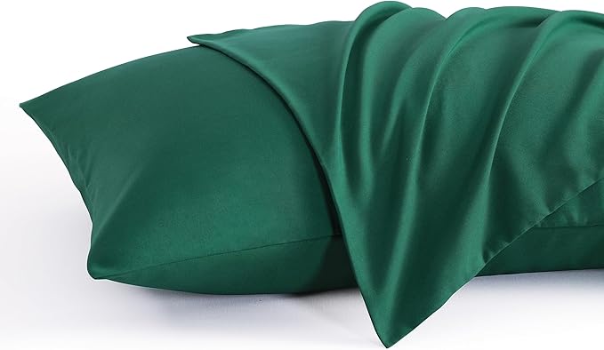 NTBAY Queen Pillow Cases Set of 2, 2 Pack Brushed Microfiber Pillow Cases, Soft, Wrinkle, Fade, Stain Resistant Pillow Cases with Envelope Closure, 20x30 Inches, Dark Green