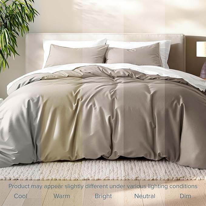 Bare Home Bedding Duvet Cover California King Size - Premium 1800 Super Soft Collection - Lightweight, Cooling - Soft Breathable Bedding Duvet Cover (Cal King, Khaki)
