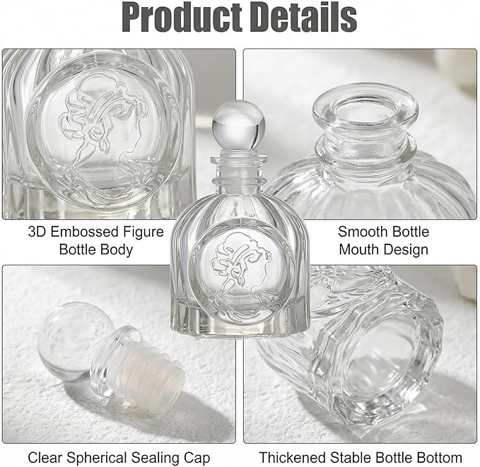 100ml/3.3oz Clear Glass Diffuser Bottle with Women Head Pattern, Multifunction Aromatherapy & Home Decor, 1PC