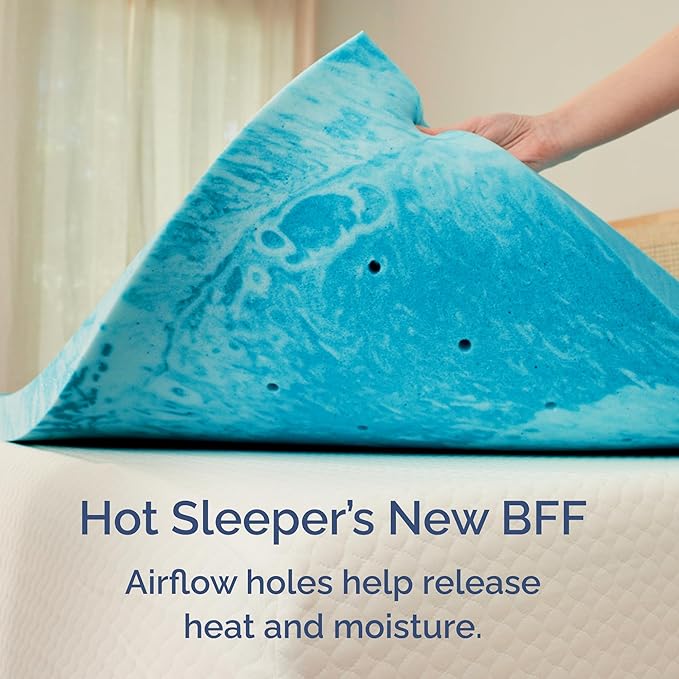 2 Inch Queen Memory Foam Mattress Topper - Cooling Gel Infused Bed Topper - Soft Ventilated Mattress Pad for Pressure Relief & Pain-Free Sleep - CertiPUR-US & Oeko-TEX